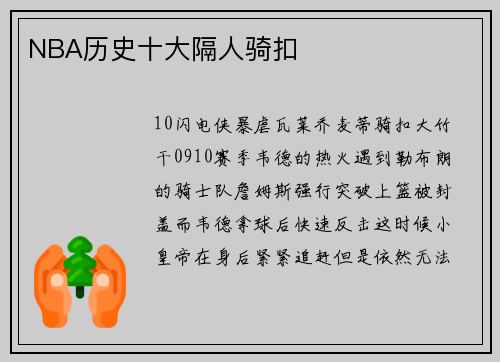 NBA历史十大隔人骑扣